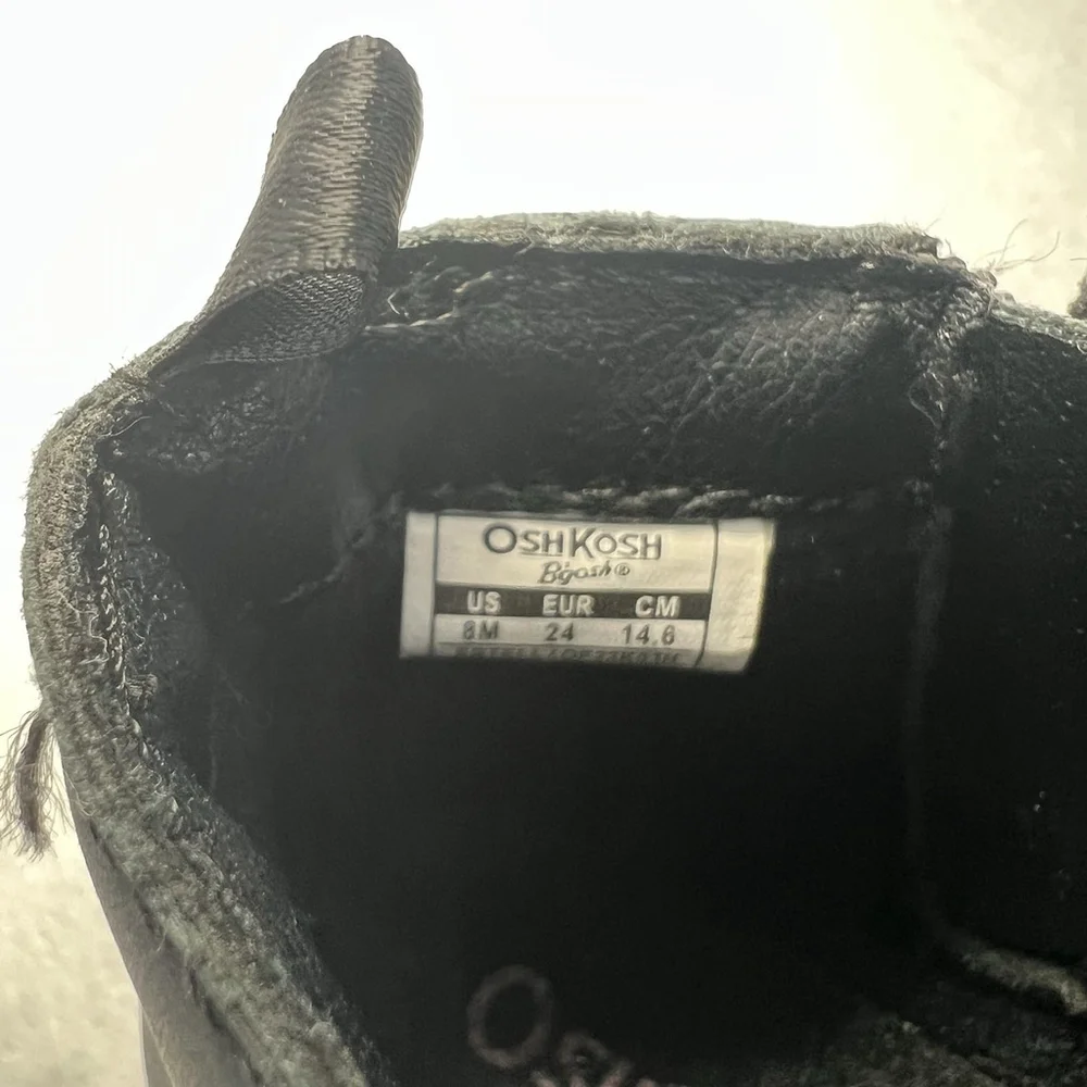 OshKosh B’Gosh Estell Toddler Girl Fashion Boots Size 8M Side Zip Black Color